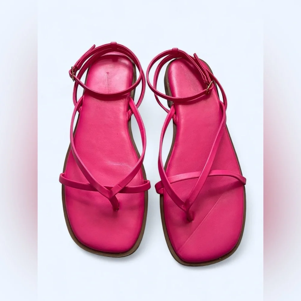 Pink vegan leather sandals with adjustable straps Vida by Cushionaire size 8.5 - Picture 2 of 6